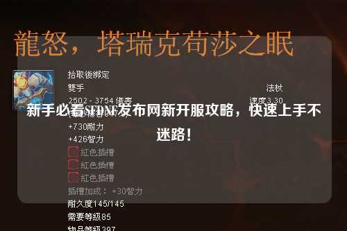 新手必看SFDNF發布網新開服攻略，快速上手不迷路！