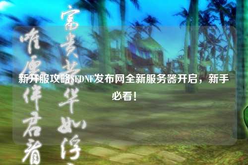 新開服攻略SFDNF發布網全新服務器開啟,新手必看!